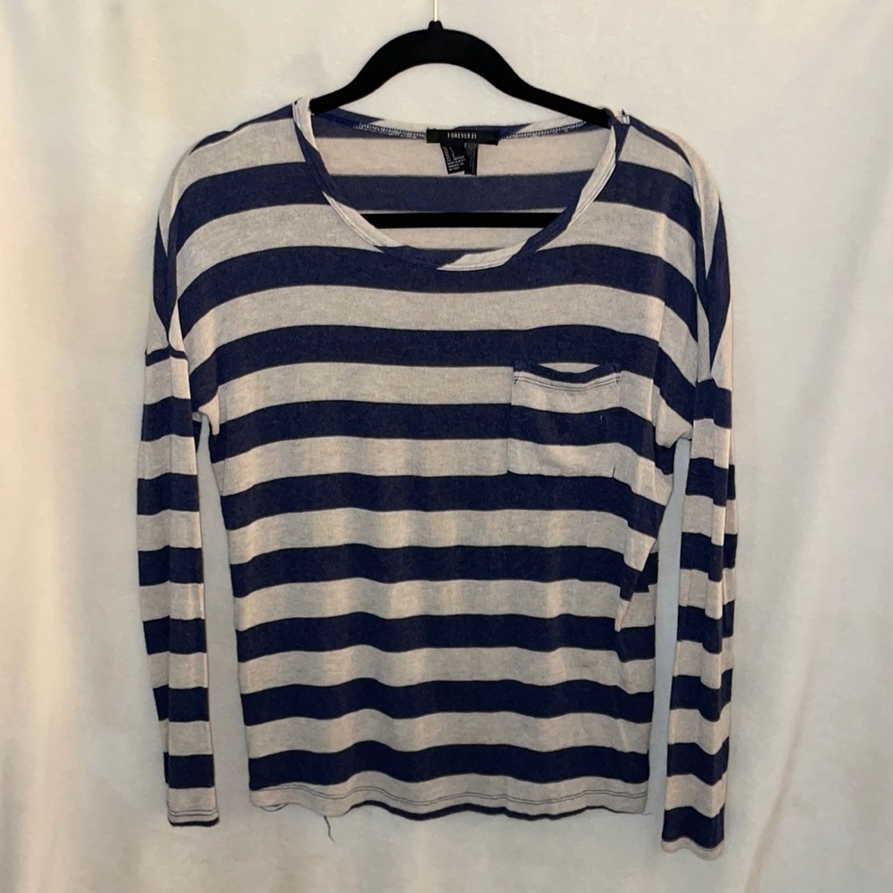 Striped long sleeve woven t-shirt